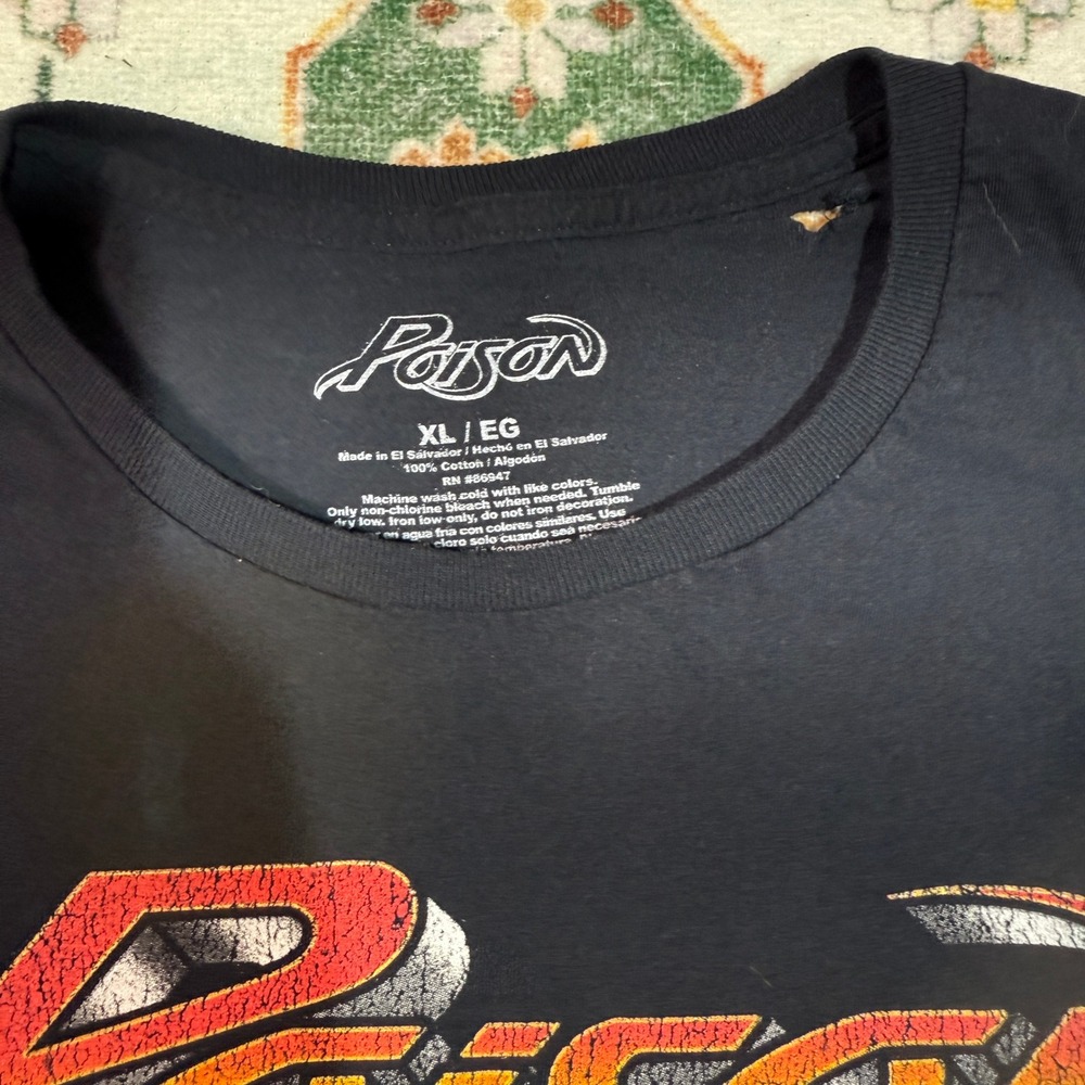 Poison‎ Rock and Roll Band T-Shirt Skull Roses Graphic XL Black - Picture 3 of 7